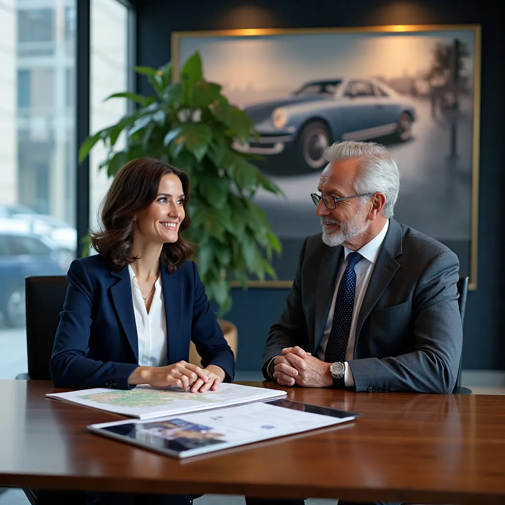 Luxuriöse Autos in einer eleganten Showroom-Umgebung.